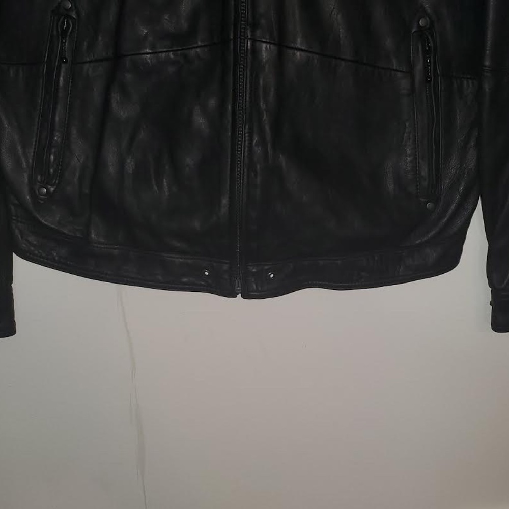 Mens Premium Black Cafe Racer Lambskin Leather Jacket - Picture 6 of 16